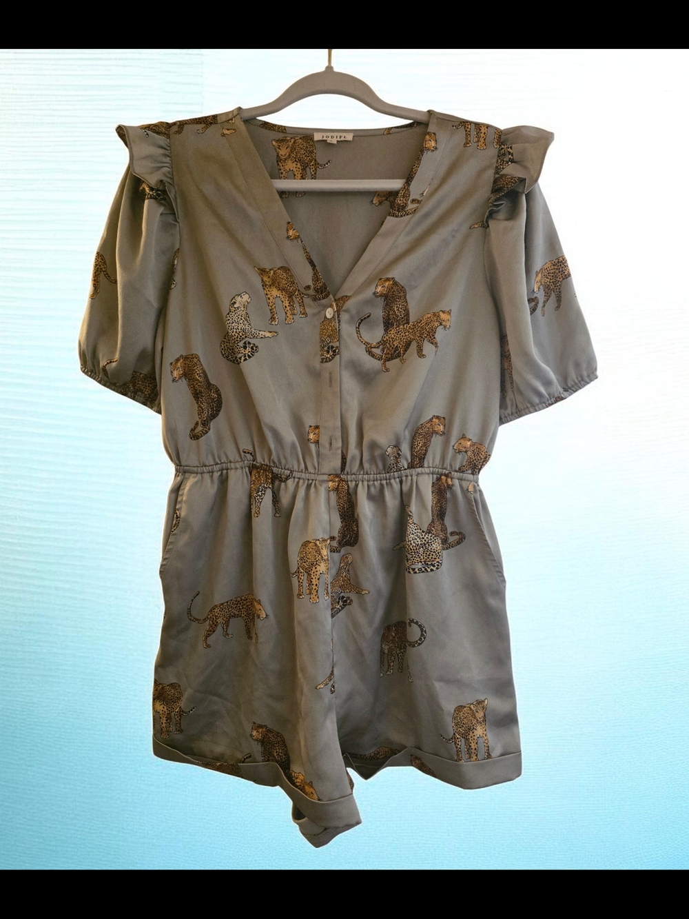 Leopard Print Short Sleeve Romper